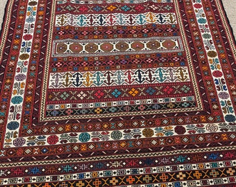 Afghan Handmade Maliki Rug/ Vintage Rug Made of 100% Wool/ Gelim/Kilim