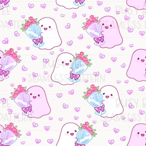 Boo flowers seamless pattern