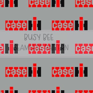 May include: A seamless pattern featuring the Case IH logo in red and black on a gray background. The text "Busy Bee Seamless Pattern" is also included in the design.