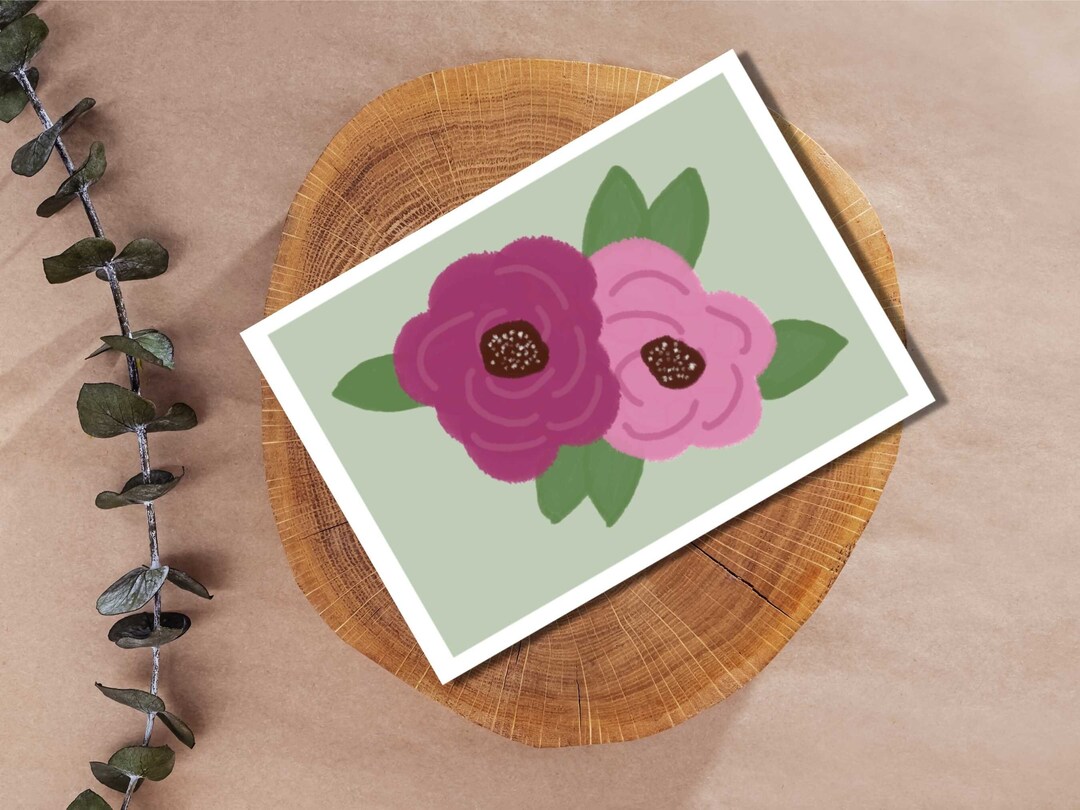 Printable Pink Rose Blank Greeting Card - Two Sizes - 5X7 and A2 - Etsy