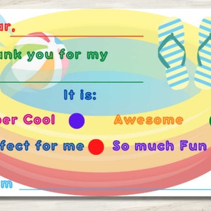 Printable Kid's Pool Birthday Party Invitation and Thank You Pack - 5 ...