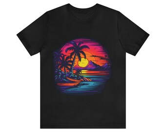 T-Shirt, Neon Beach - Unisex Jersey Kurzarm T-Shirt