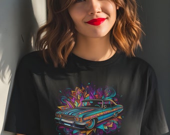Lowrider T-Shirt, Unisex Baumwolle T-Shirt, Bunt, Steam Wave, Digital Art, Illustration
