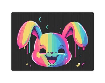 Hase, Leinwand Fotokachel, Digital Art, Illustration, Happy Color Bunny