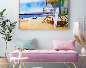 Ventura Beach Tower - Aquarell Digitaldruck