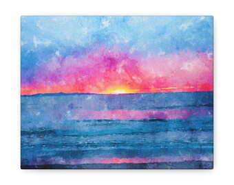 Ventura Beach Sunset Gemälde: In der Galerie gewickelte Leinwand