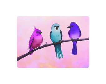 "Aquarell Vögel ""Bunter Vogel Freunde"" Metallschild."