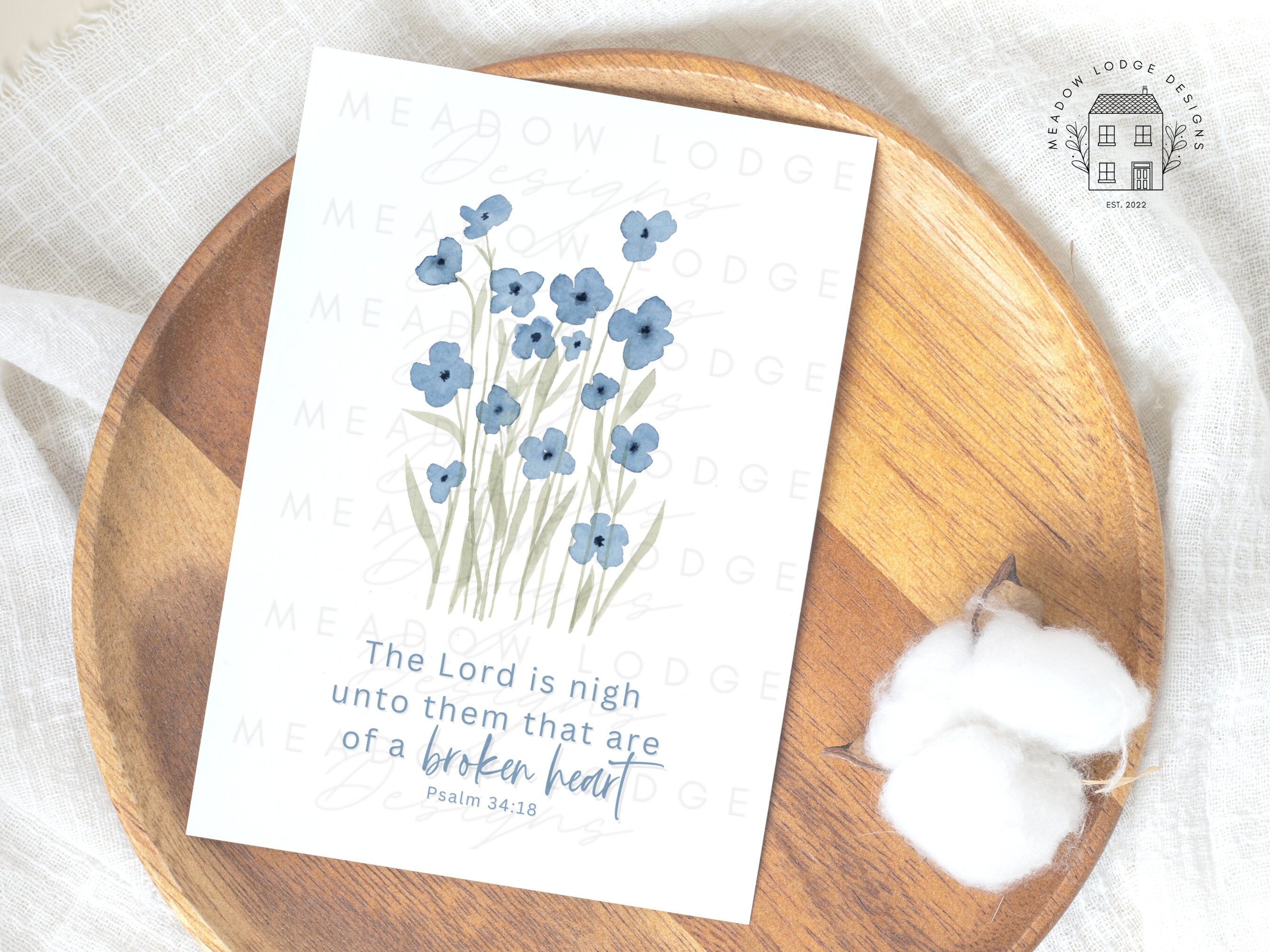 PRINTABLE Christian Sympathy Card Instant Download Psalm - Etsy