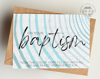 PRINTABLE Baptism Card, Instant Download Christian Baptism Card for Baptism Gift, Print at home Baptism Card, Adult Baptism Printable Card