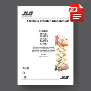 JLG 1930ES 2030ES 2630ES 2646ES 3246ES Scissor Lift Service Maintenance Manual PDF