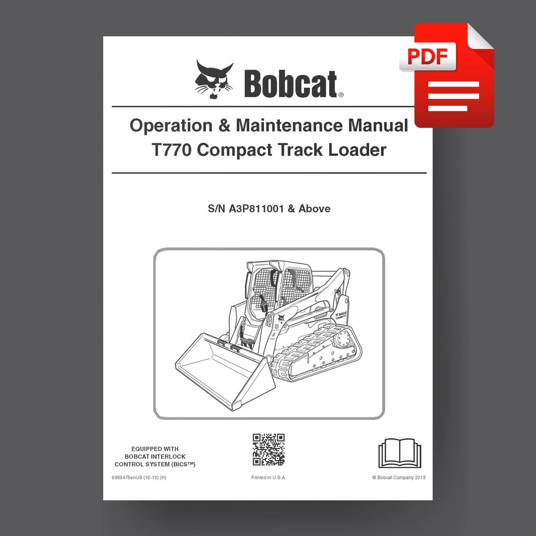 Bobcat T770 Skid Steer Compact Track Loader Operation Maintenance ...