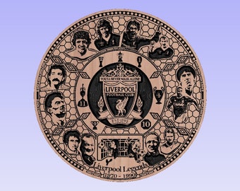 Liverpool Legends 1970-1990 Aztec Calendar - SVG, DXF, EPS File