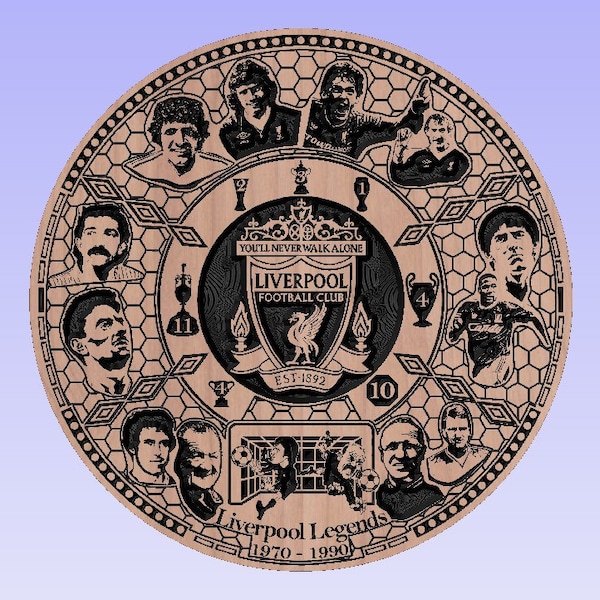 Liverpool Legends 1970-1990 Aztec Calendar - SVG, DXF, EPS File