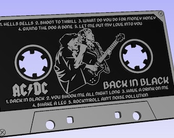 ac/dc Back in Black - Rock Cassette - SVG, DXF, EPS File