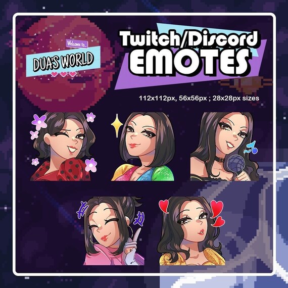 5x Dua Lipa Dark Hair Emotes Pack Emote For Twitch Discord Etsy