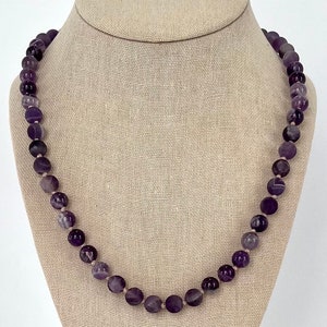 Beaded Amethyst Necklace with Charm Clasp | Mix Finish Beaded Necklace | Boho Beaded Necklace