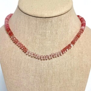 Pink Ombre Beaded Necklace with Charm Clasp | Perfect for Summer | Pink Quartz Necklace