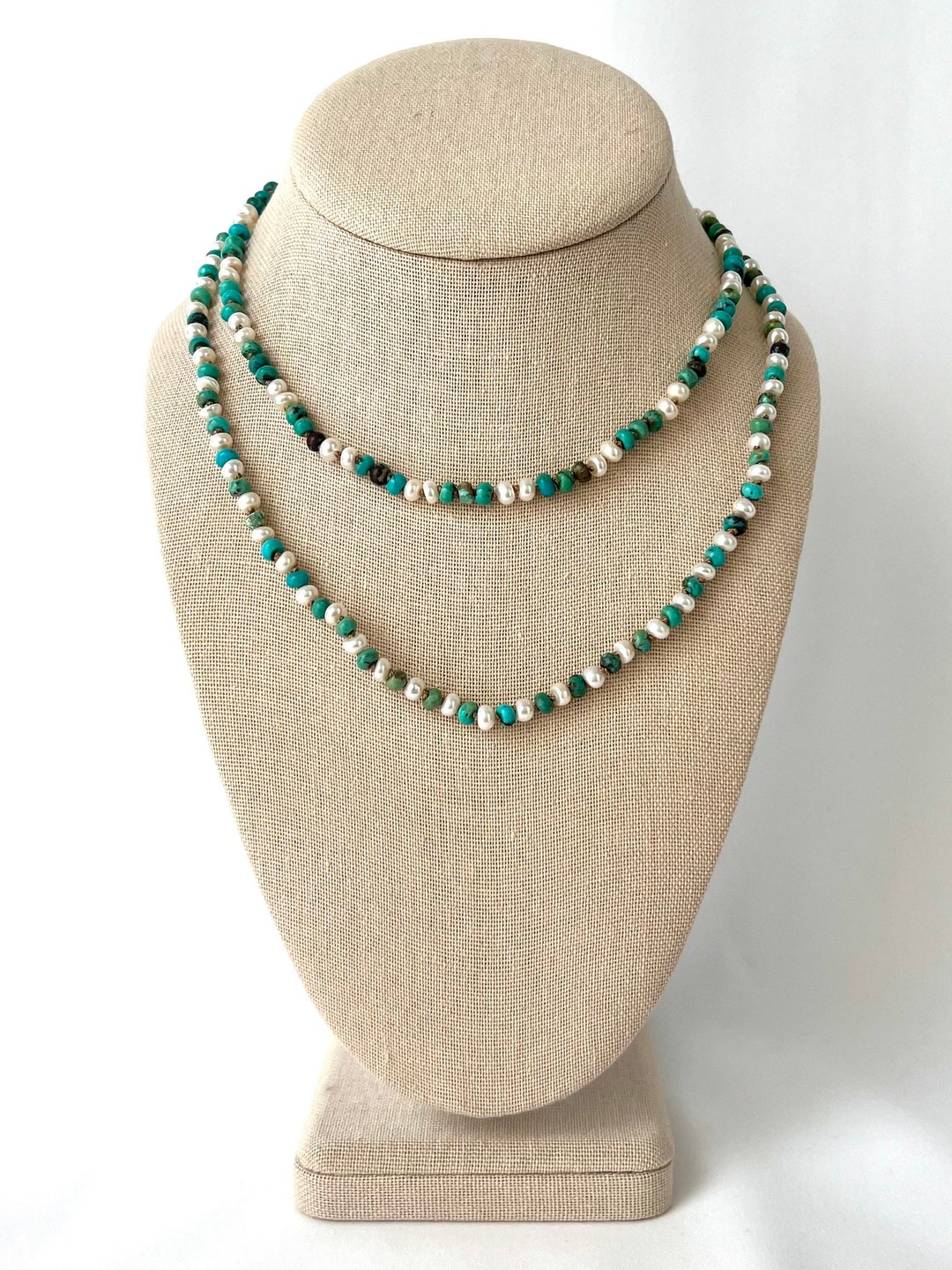 Turquoise and Pearl Necklace Layering Necklaces Beaded Jewelry ...