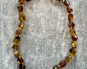 Citrine Nugget Beaded Necklace: Gold-Filled Charm Clasp