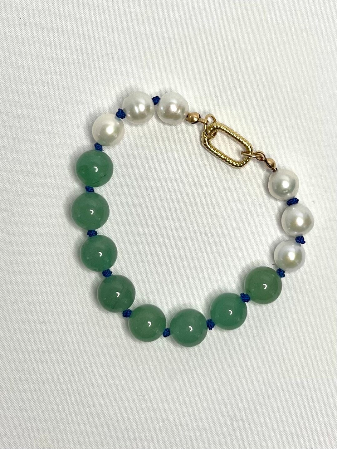 Aventurine and Pearl Beaded Bracelet Pearl Jewelry Green - Etsy