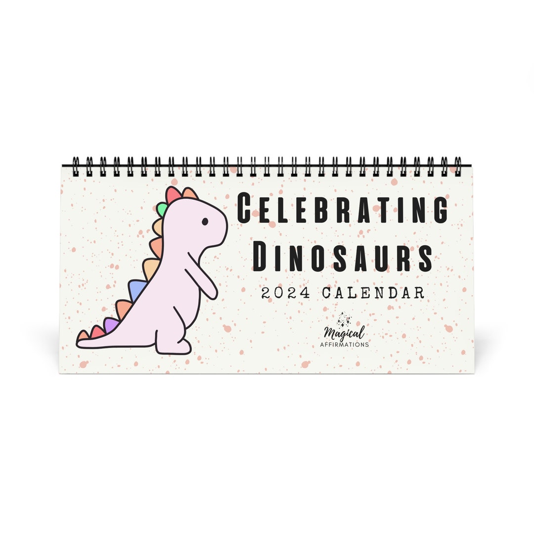 2024 Dino Kid Calendar, Kid Dinosaur Desk Calendar, 2024 Dinosaurs