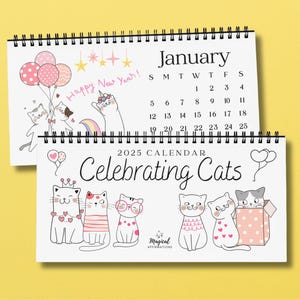 2025–2026 Kawaii Cat Desk Calendar – Cute Kitten Calendar for Kids, Student Desk Decor, Back to School Gift, Cat Lover Classroom Calendar
