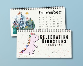 Kids Desk Calendar 2027 - Dinosaur Calendar - Cute Dinosaurs - Dinosaur Gift - Desktop Calendar – Back To School Gift - Academic Calendar