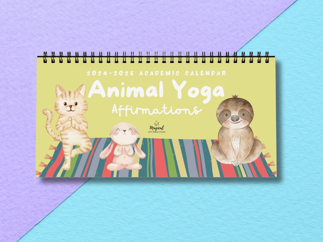 20242025 Animal Yoga Affirmations Academic Desk Calendar, Positive