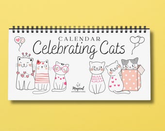 Calendario de escritorio 2027 - Gatos Kawaii - Calendario de escritorio - Regalo para amantes de los gatos - Regalo de regreso a clases - Calendario académico - Decoración de escritorio para estudiantes
