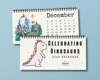 Dinosaur Back to School 2025-2026 Desk Calendar – Watercolor Dino Gift for Kids,  Homeschool & Teacher Desk Decor, Classroom Dinosaur Art