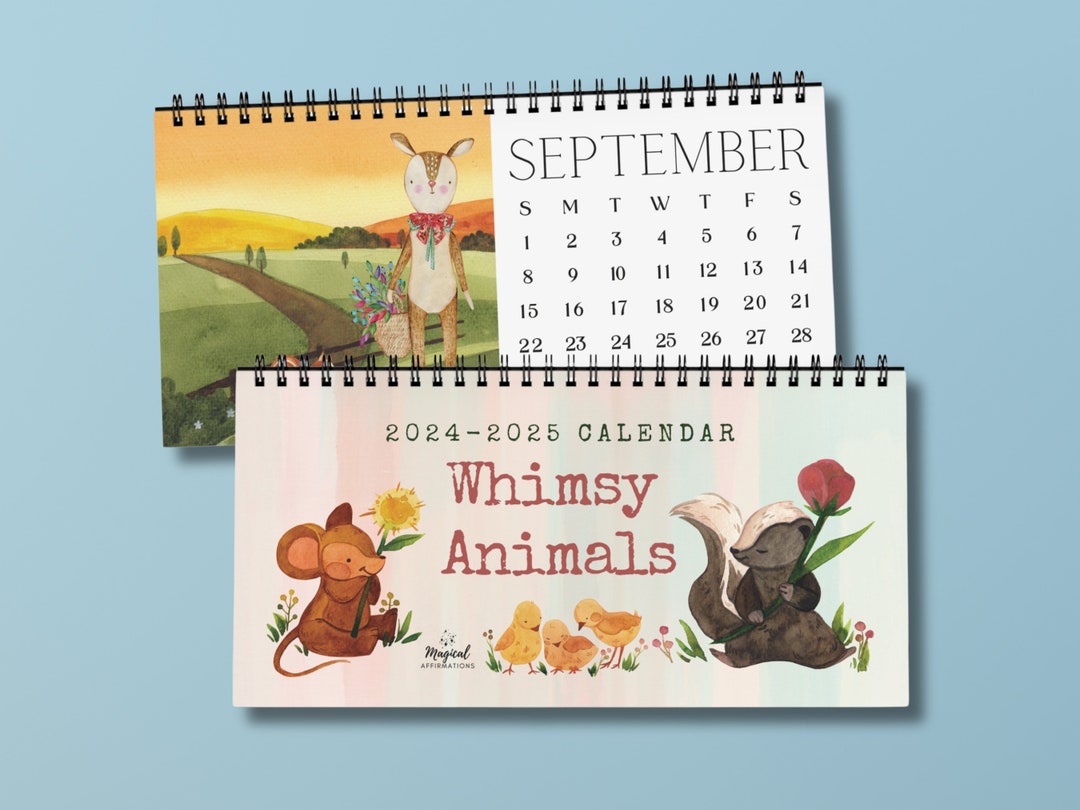20242025 Whimsical Watercolor Animals Academic Desk Calendar, Cute