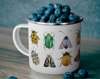 Vintage Insekt Emaille Becher - Käfer Liebhaber Camping Becher, Kinder Natur Geschenk