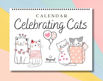 2027 Calendar - Kids Wall Calendar - Kawaii Cat Wall Art  - School Year Calcendar - Monthly Calendar - School Calendar - Kawaii Cat Calendar