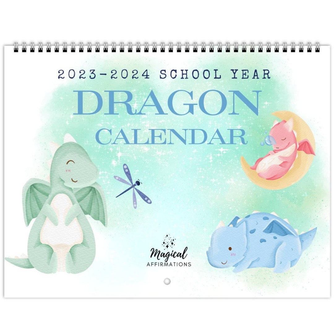 20232024 Dragon Calendar/ Cute Dragons Kids Academic Etsy