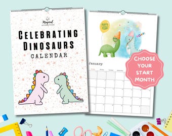 2026 2027 Dinosaur Calendar for Kids • Whimsical Dino Academic Mid Year Back To School Calendar for Dino Lovers