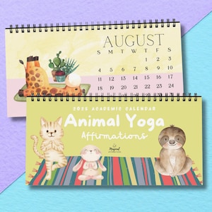 Animal Yoga Affirmations Desk Calendar – 2025-2026 Growth Mindset & Self-Love Calendar - Mindfulness Gift - Yoga Mantras and Classroom Decor