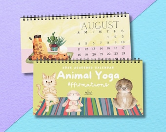 Animal Yoga Affirmations Desk Calendar – 2025-2026 Growth Mindset & Self-Love Calendar - Mindfulness Gift - Yoga Mantras and Classroom Decor