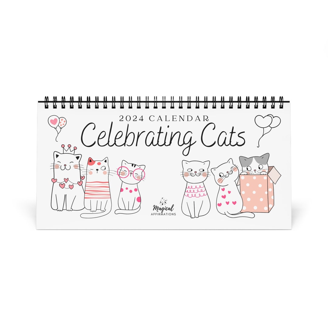 2024 Cute Cats Kid Calendar 2024 Holiday Cat Desk Calendar Etsy