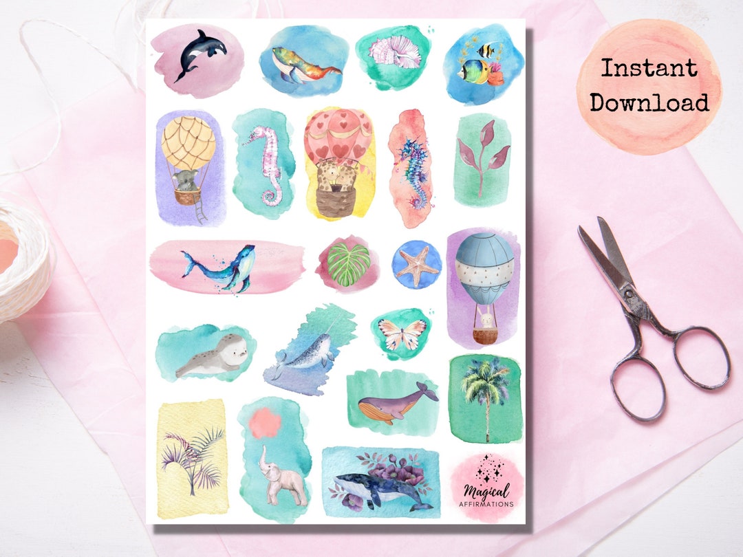 Under the Sea Stickers, Ocean Creatures Stickers, Kids Downloadable