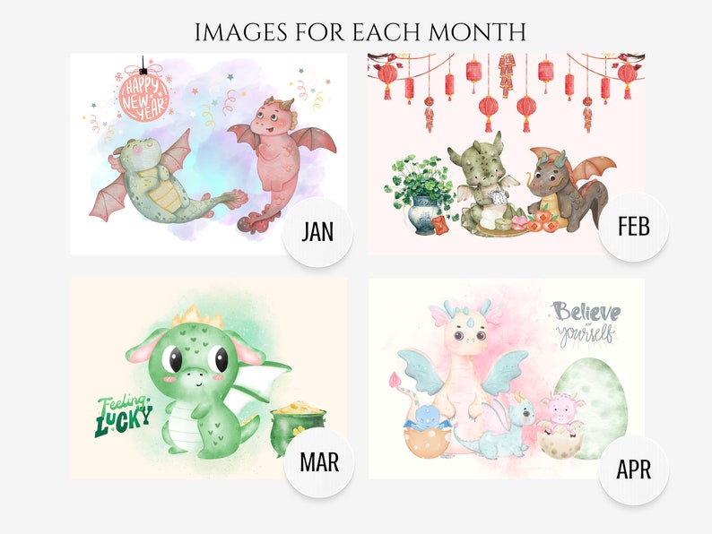 20232024 Dragon Calendar/ Cute Dragons Kids Academic Etsy