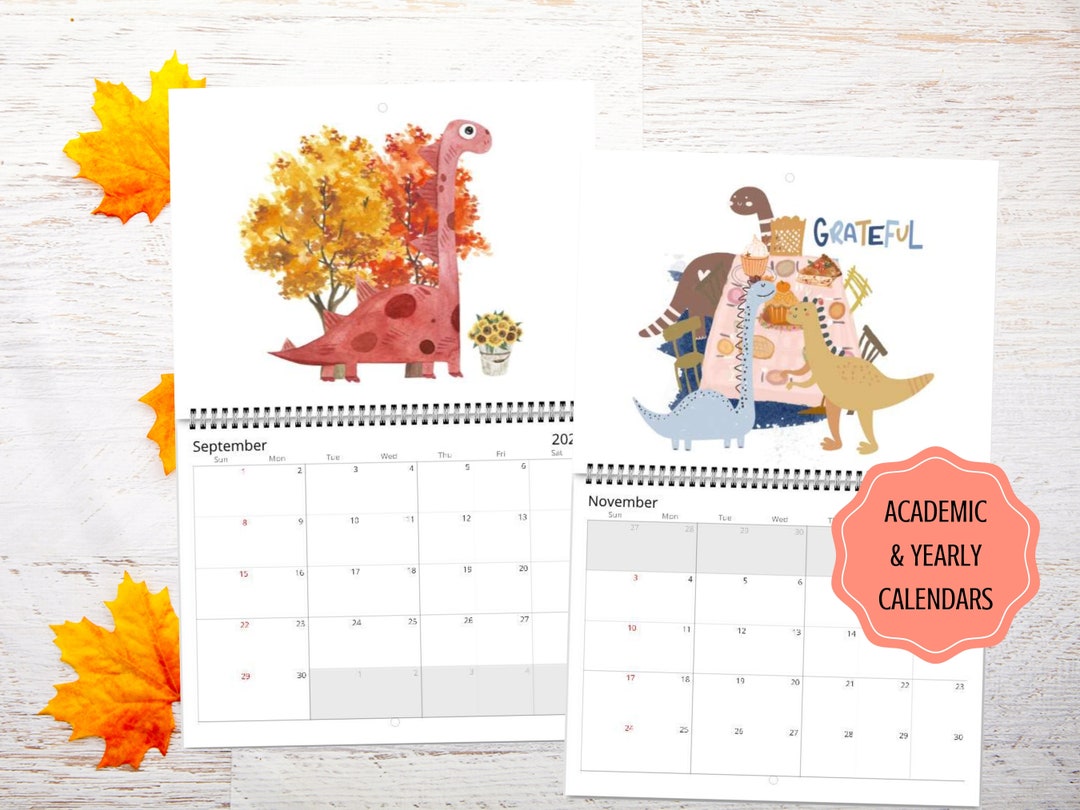 20242025 Dinosaur Wall Calendar, Dinosaur Lover Back to School Calendar Gift, Midyear Student