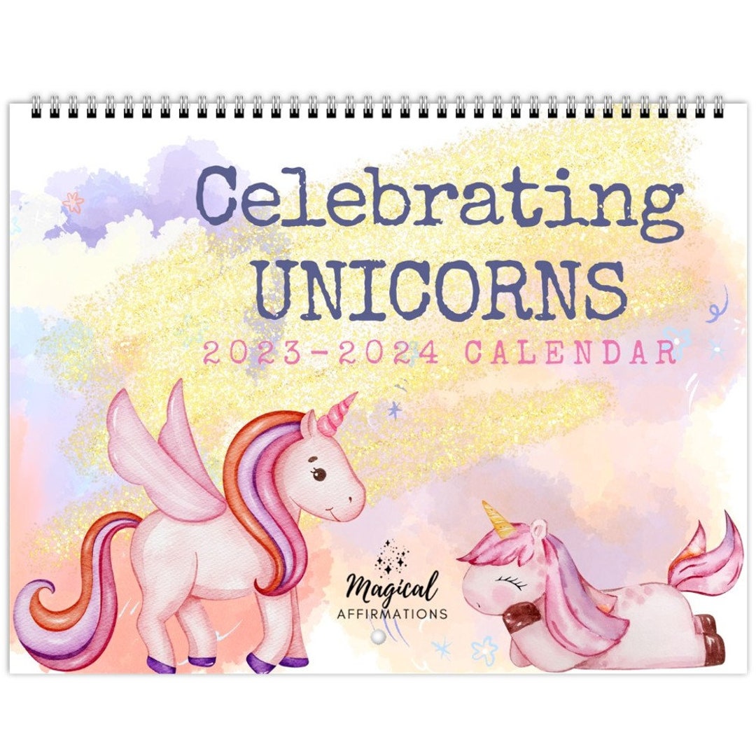Mid Year Unicorn Wall Calendar 20232024 Unicorn Calendar Etsy