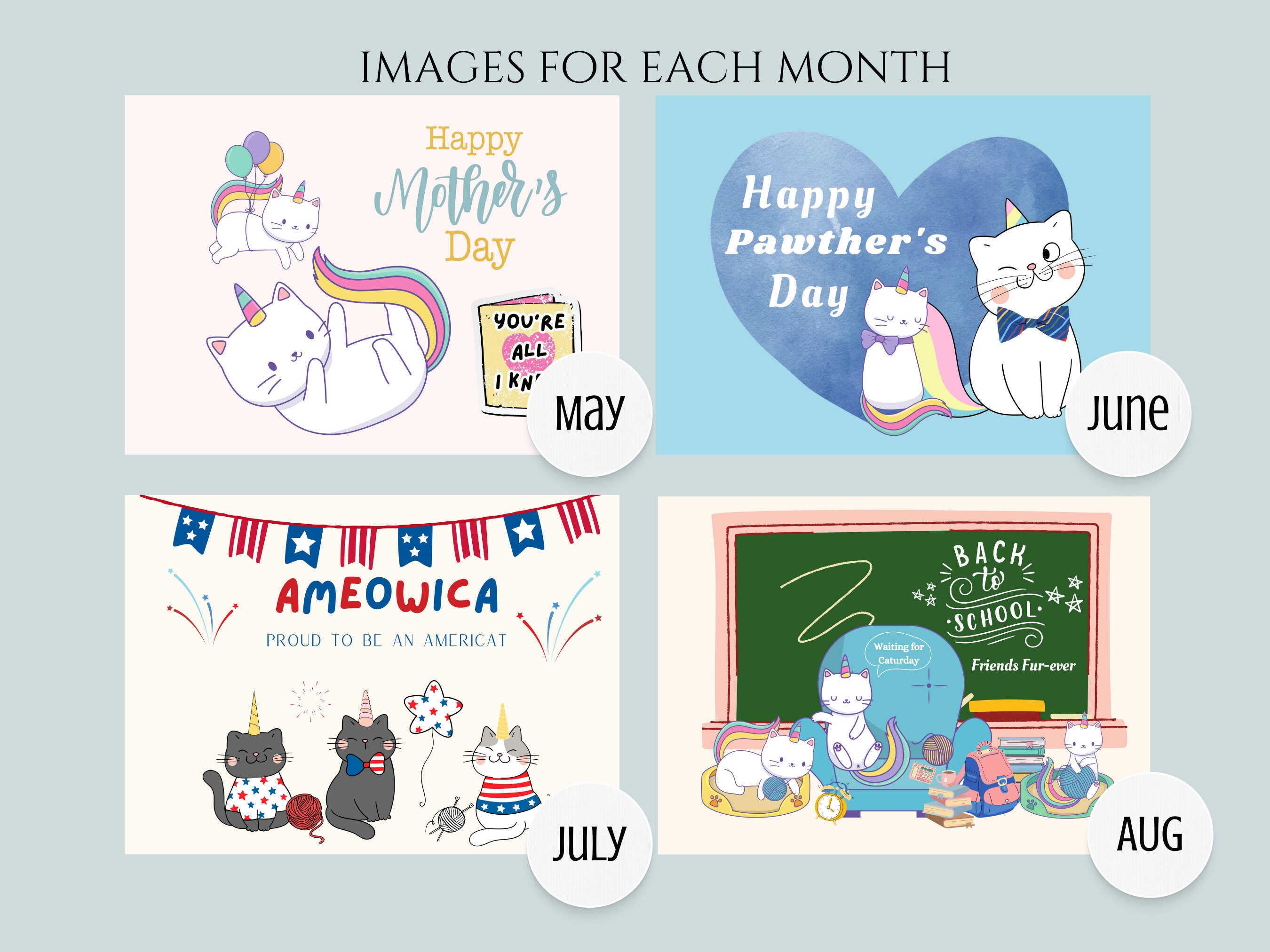 2024 Caticorn Calendar for Girls 2024 Unicat Calendar Funny Etsy