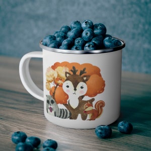Fall Apfelwein Emaille Becher, Wunderliche Waldtiere, Camping Tasse