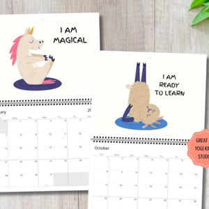 Calendário de Afirmações de Animais de Yoga para Crianças 2025–2026 • Mantras EU SOU para Atenção Plena e Amor-Próprio • Presente de Decoração de Yoga para Sala de Aula e Berçário
