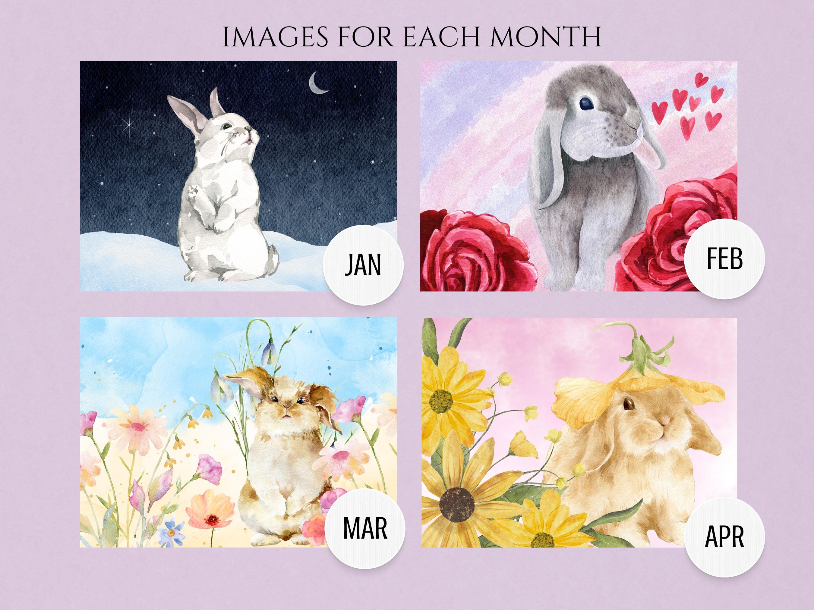 Buy 2026 Watercolor Rabbits Calendar for Kids or Bunny Mom • Whimsical  Bunny Calendar for Classroom, Nursery \u0026 Homeschool Online in India - Etsy, image size:2700x2025