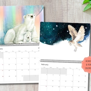 Watercolor Animals Kid Calendar • Cute Back to School 2025-2026 Calendar for Kids • Nursery Decor, Teacher Gift, Homeschool & Classroom Use