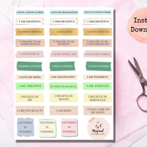 Stickers affirmation pour enfants, Stickers mantras fantaisistes, Stickers imprimés et découpés pour travaux manuels pour enfants, Stickers pensée positive, Stickers amour de soi