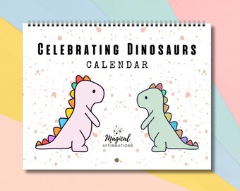 2027 Calendar - Kids Wall Calendar - Cute Dinosaur Calendar - Dinosaur Gift- Classroom Calendar - Dinosaur Nursery Art - Childcare Calendar