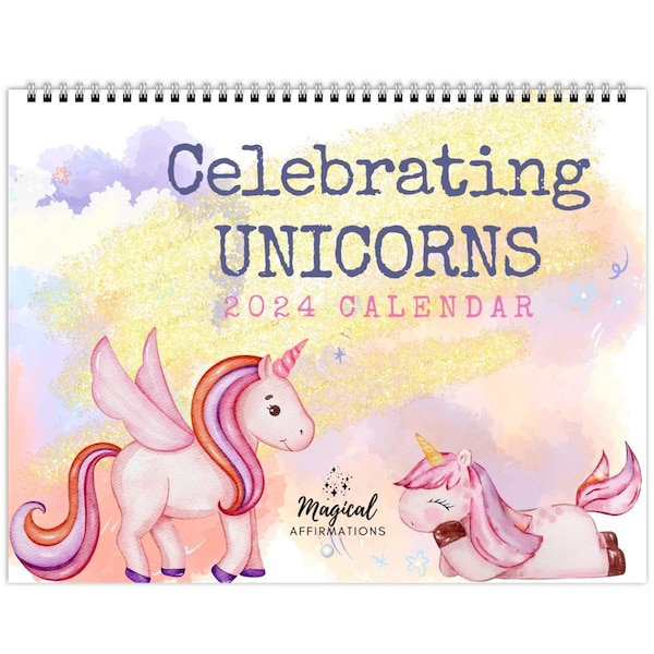 2024 Unicorn Wall Calendar, 2024 Unicorn Calendar For Girls, Watercolor Unicorns 2024 Calendar, Unicorn Lover Gift, Unicorn Christmas Gift